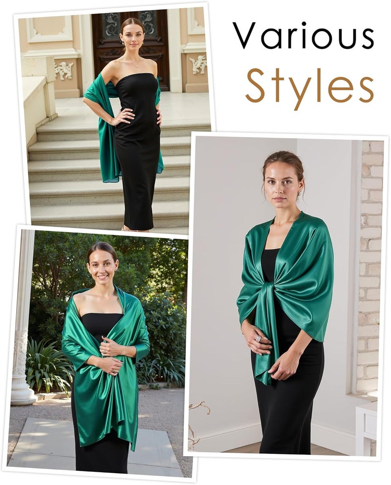 Sofier Satin Shawl Wraps for Women Evening Dresses Wedding Bridal Party Silky Scarf Formal Cover Up Bridesmaid Gifts - Image 4